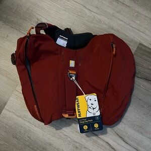RuffWear Dog Day Pack in Deep Red with Orange Accents